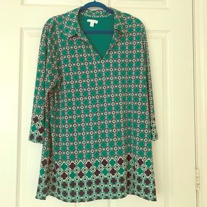 NWT green tile print XXL collared tunic